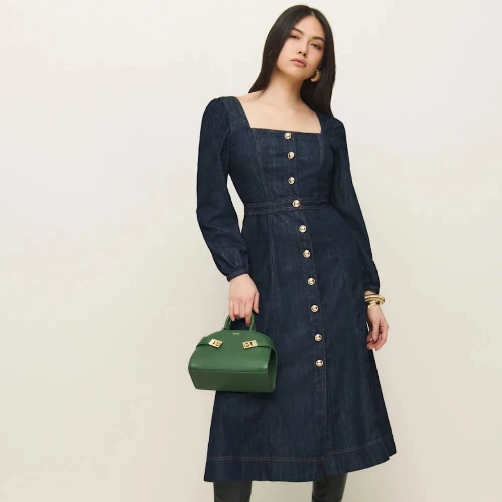 New Reformation Celeste Denim Maxi Dress by Anthropologie